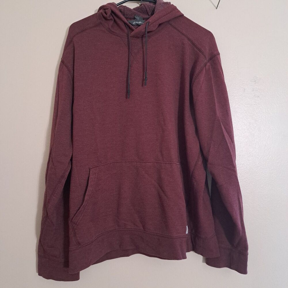 Eddie Bauer Fleece Everyday Hoodie Pullover Pockets Burgundy Mens Large L